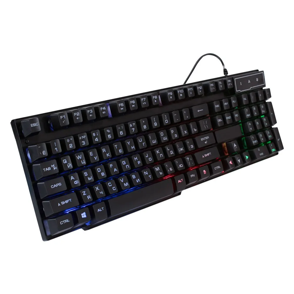

Russian-English Bilingual Keyboard 104 Keys Gaming Backlit Floating Colorful Keypad Soft Touch Waterproof Game Keyboard