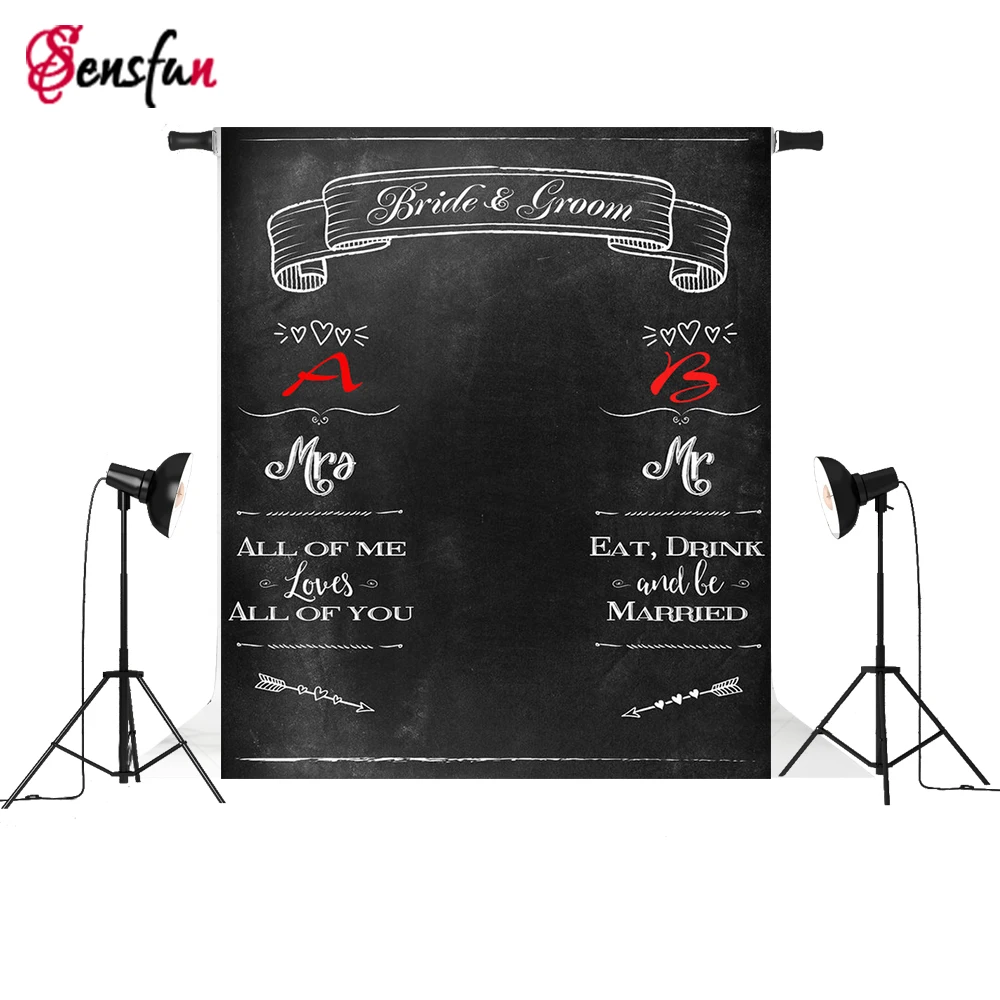 

Custom Blackboard Name Date Photocall Photography Studio Wedding Background Invite Signature Photo Backdrop W-1025
