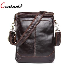 CONTACT’S männer echtes leder messenger bags hohe qualität männer umhängetasche große kapazität berühmte marke aktentaschen 2017