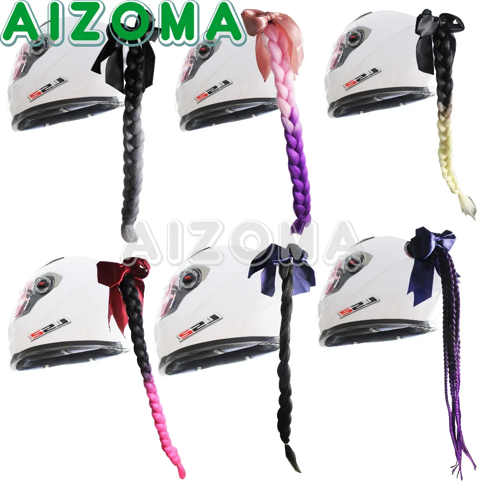 

Gradient Ramp Twist Braids Casco Decoration Universal Motorcycle Helmet Ponytail Hair Women Lady Punk Style Pig Tail Hair