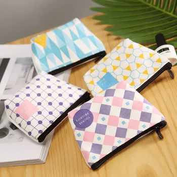 

Mini Coin Purse Geometric Pattern Women Wallet Card Holder Earphone Package Bags Card Holder Key Bag Money Bags