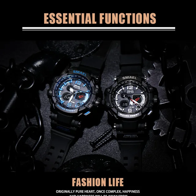 SMAEL Brand Men kwarcowy zegarek cyfrowy męskie zegarki sportowe S Shock męski zegar Relogios męskie LED wodoodporny zegarki na rękę 1509 tanie i dobre opinie Dual Display Wristwatches Quartz Wristwatches Alarm Back Light Water Resistant Rattrapante Multiple Time Zone Chronograph Perpetual Calendar Shock Resistant Stop Watch Complete Calendar Auto Date LED display SMAEL Brand Men kwarcowy zegarek cyfrowy męskie zegarki sportowe S Shock męski zegar Relogios męskie LED wodoodporny zegarki na rękę 1509 tanie i dobre opinie Dual Display Wristwatches Quartz Wristwatches Alarm Back Light Water Resistant Rattrapante Multiple Time Zone Chronograph Perpetual Calendar Shock Resistant Stop Watch Complete Calendar Auto Date LED display