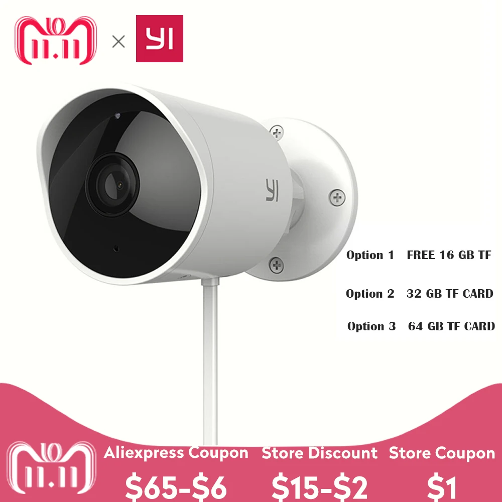 melhor Xiaomi YI 1080 p Câmera de Segurança IP Cam Ao Ar Livre Nuvem Sem Fio Night Vision Sistema de Vigilância de Segurança À Prova D Água