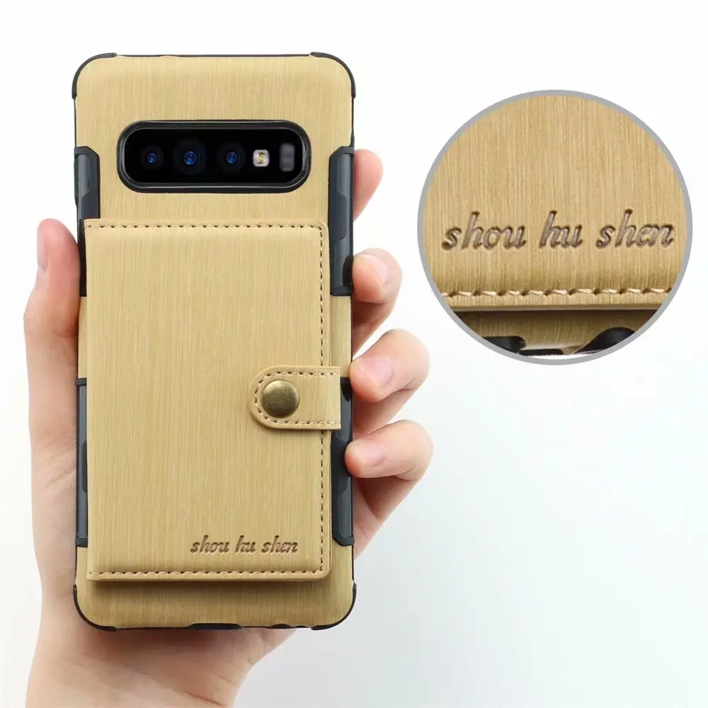 Новейший кошелек чехол для samsung A7 A5 A3 J5 J7 S10 S10e Винтаж пряжкой чехол для samsung Note 8 9 S8 S9 S10 плюс Coque - Цвет: Бежевый