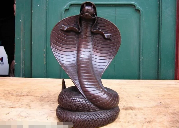 

wholesale factory China Pure Bronze Copper made Feng Shui zodiac cobra snake Art Statue