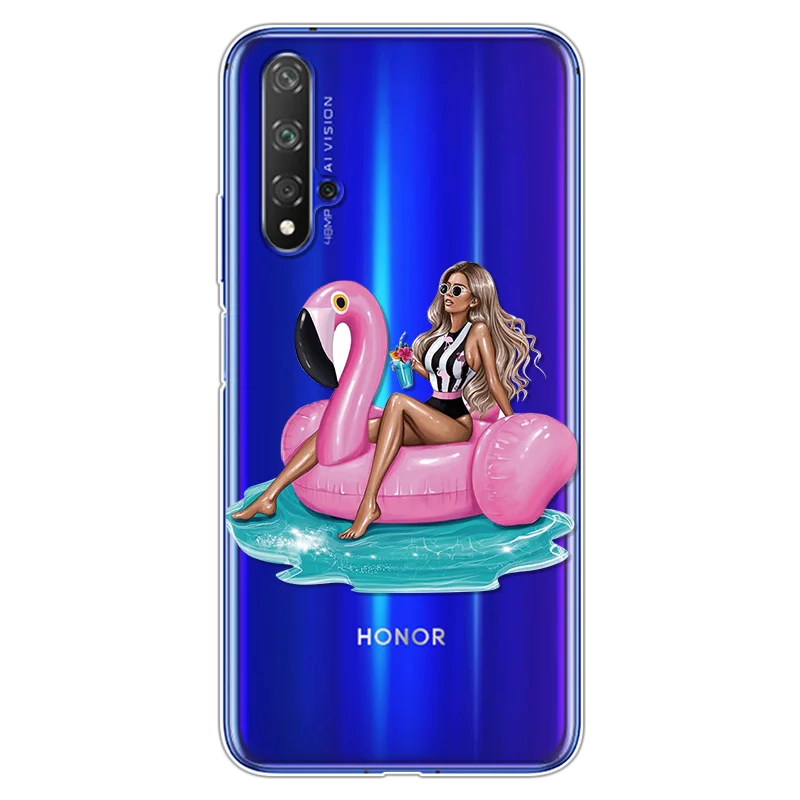 Модные черно-коричневые накладки для мамы и дочки, для huawei Honor 20, чехол s 6,2", мягкие чехлы из ТПУ для huawei Honor 20 Pro, чехол - Цвет: 0chln