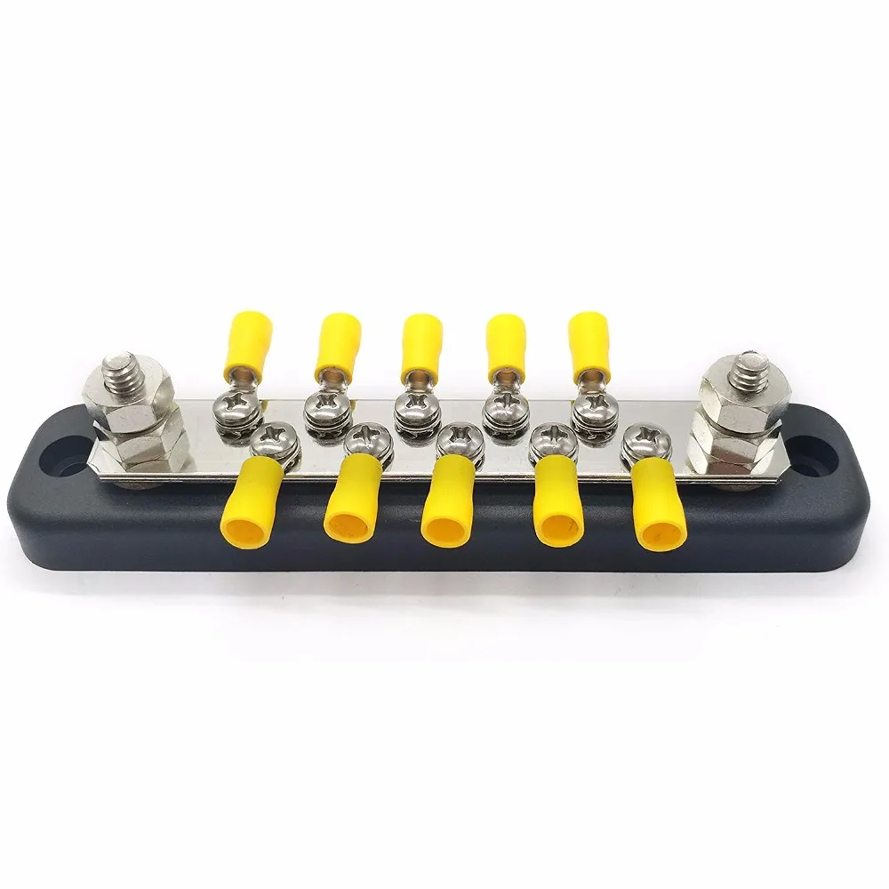 1 pcs 10 Terminal 150 Amp Bus Bar Kit Heat Shrink Ring Terminals