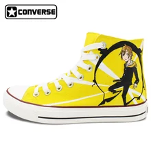 Amarillo Converse All Star de Los Hombres de Las Mujeres Zapatos de Diseño Pintado A Mano Zapatillas de Deporte Mujer Hombre Anime Durarara Cosplay Regalos