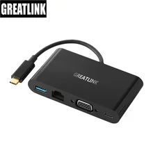 USB-C Multi порты и разъёмы адаптер с VGA, USB 3,0, Gigabit Ethernet usb type C мощность доставки зарядки порты разъёмы конвертер Кабель