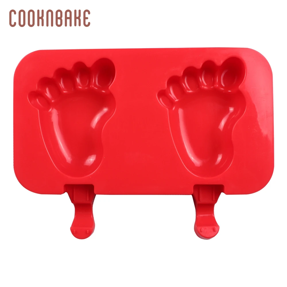 

COOKNBAKE Foot shape Silicone Ice Cream Mold frezzer ice lolly form candy bar making tool for kids deesert molds 2 hole