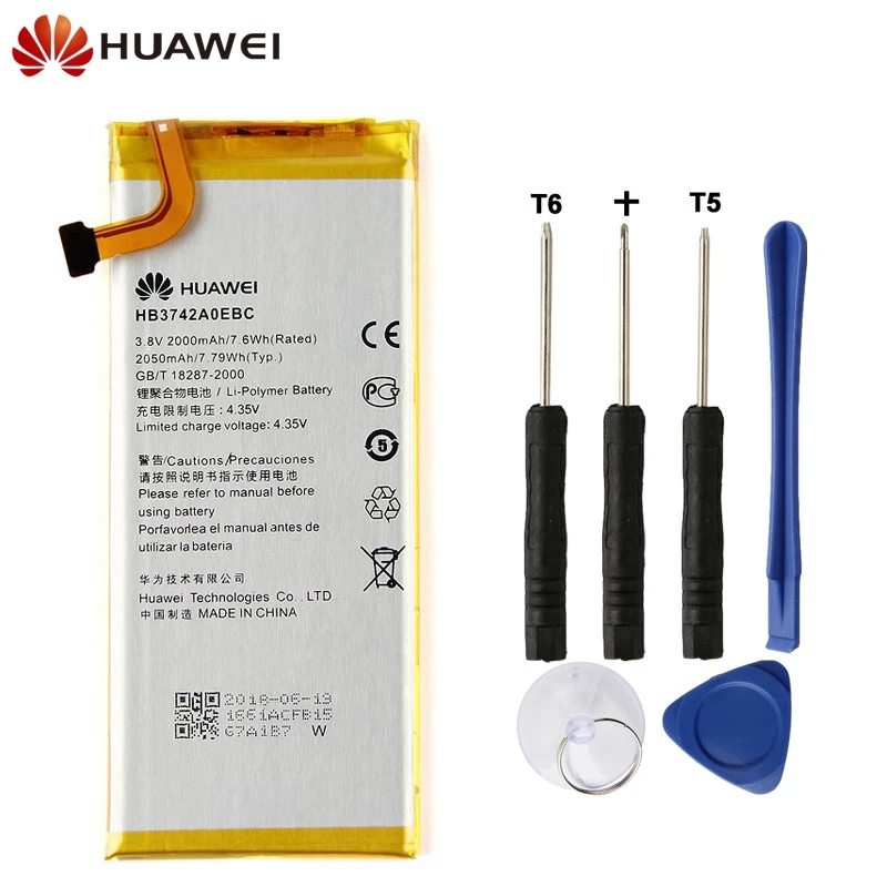 Оригинальная запасная батарея для телефона Huawei P6 G6 G621 H30 C00 TL00 G620 C8817D HB3742A0EBC