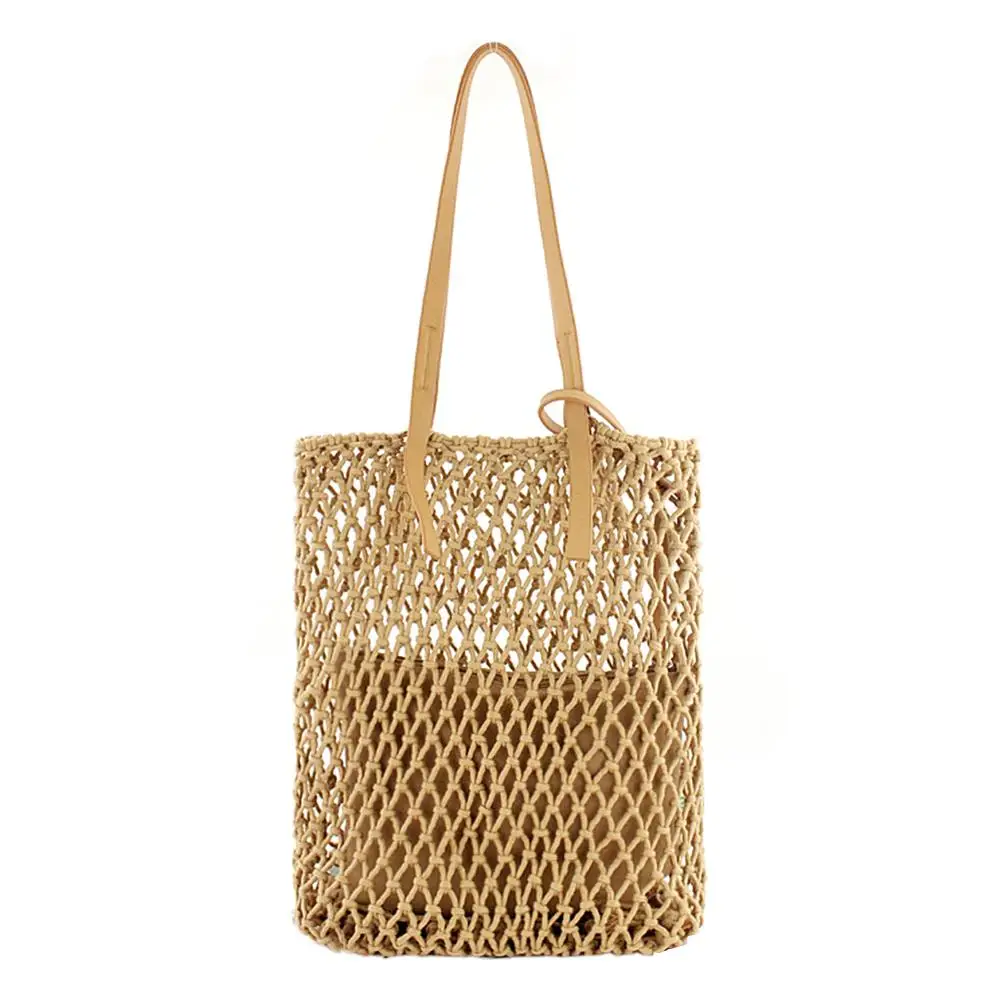 2 قطعة/المجموعة أنيق بنات سترو حقيبة عادية الصيف مخلب الجوف شنطة كتف المرأة الشاطئ المنسوجة أعلى-حقائب بيد Bolsas الأنثوية