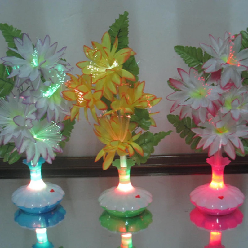 Day present LED Optical Fiber Lamp Night Light Lilies Light Flower Lilies Vase 
