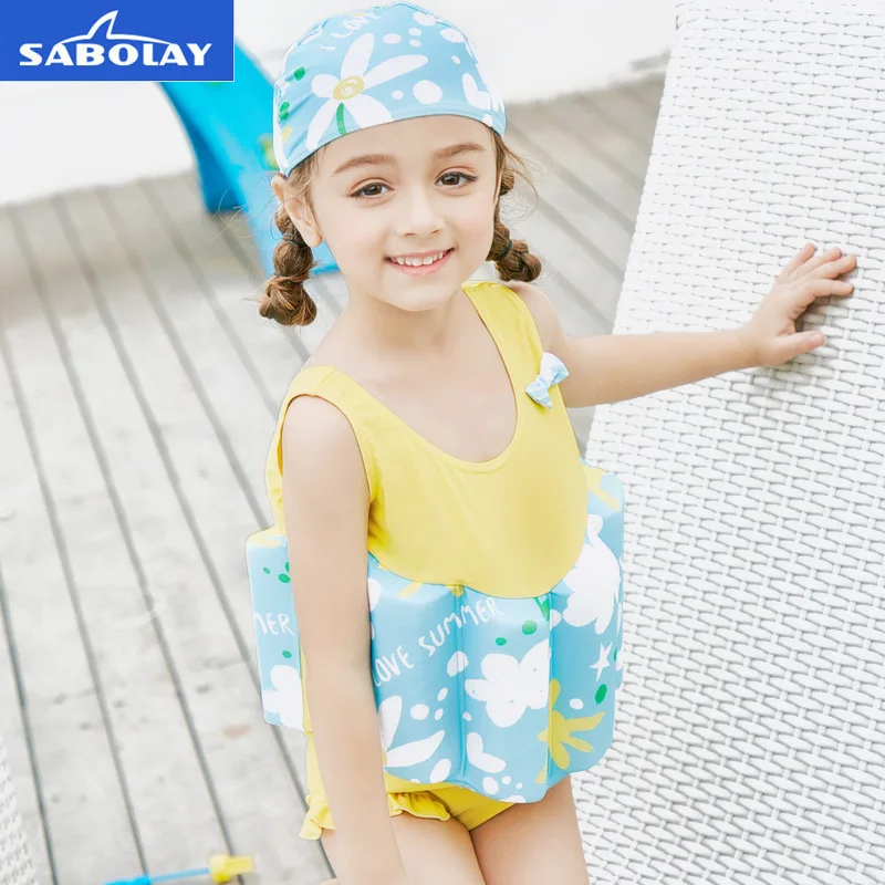 

SABOLAY UPF 50+ Newborn Swimwear Toddler Baby Girls Swimsuits Floating Bathing Suit New Technology Buoyancy Swim Ring Swimsuit