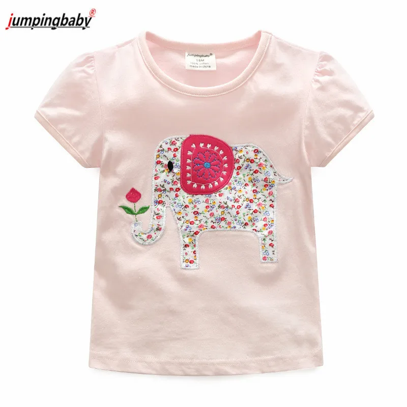 Jumingbaby/ футболка для девочек; детская футболка; летние топы с вышивкой животных; костюмы; vetement enfant fille; одежда для маленьких девочек