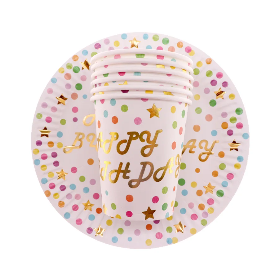 

20pcs/lot disposable tableware pink paper colorful star wave birthday Christmas wedding Decor Kids Baby Shower Party Supplies