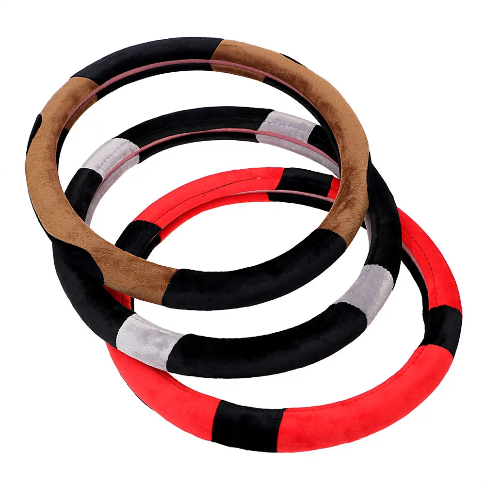 

1PC Durable Universal Steering wheel Cover Hot Sale Interior Accessories Plush DIY Car-covers 3 Colors Anti-Slip