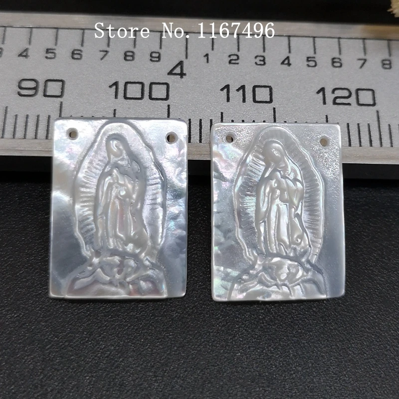

10pcs/lot 12x16mm Natural Rectangle Virgin of Guadalupe Mother of Pearl Shell Guadalupe Mother Pearl Shell MOP for Jewelry