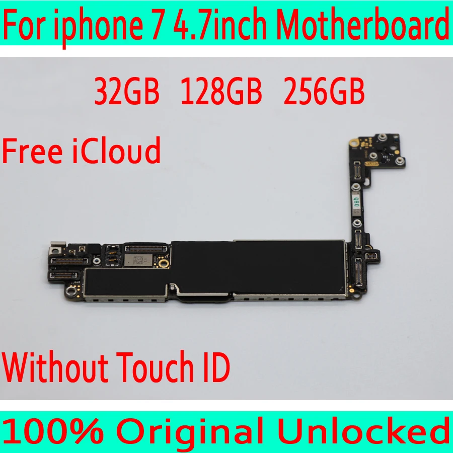 

Full unlocked for iphone 7 Motherboard without Touch ID,100% Original for iphone 7 Mainboard with Clean iCloud,32GB 128GB 256GB