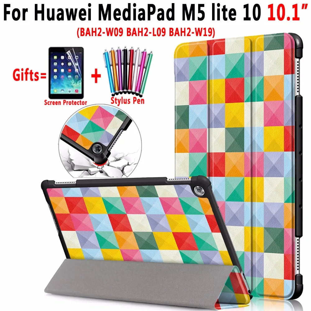 Окрашенный/твердый кожаный смарт-чехол Magneti для Huawei MediaPad M5 Lite 10 1 &quotBAH2-W09 BAH2-L09