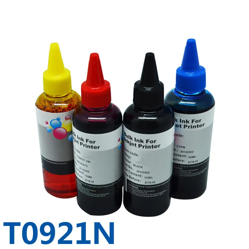 4x100ml T0921N Dye Refill Bulk Ink For Printer For Epson Stylus T26 T27 TX117 TX119 TX106