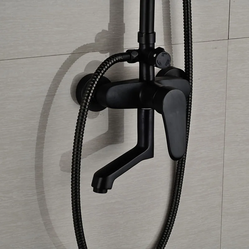 Aliexpress Bathroom Black Shower Set Wall Mounted 8 Aliexpress Bathroom Black Shower Set Wall Mounted 8 Rainfall Mixer Tap Faucet 3 Functions Valve Single Handle Round Head From