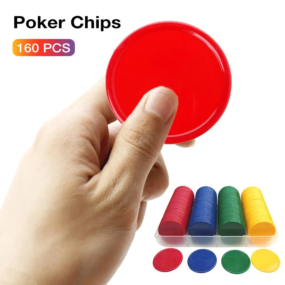 160 шт пластиковый покерный чип без цифровой деноминации чип печать для игровых жетонов Пластиковые монеты желтый+ зеленый+ красный+ синий