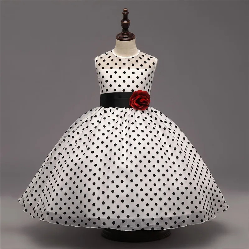 

Fashion Dot Baby Flower Girl Dress Princess Graduation Formal Prom Dresses Costume Floral Dresses for Girls Birthday Vestidos