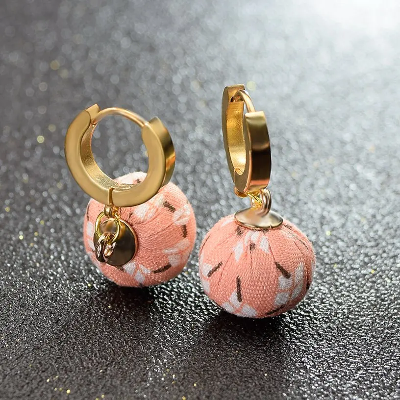 

Dolaime Simple fashion gold color drop ball earrings for women cute summer jewelry lady mother gift,hanging earring GE673