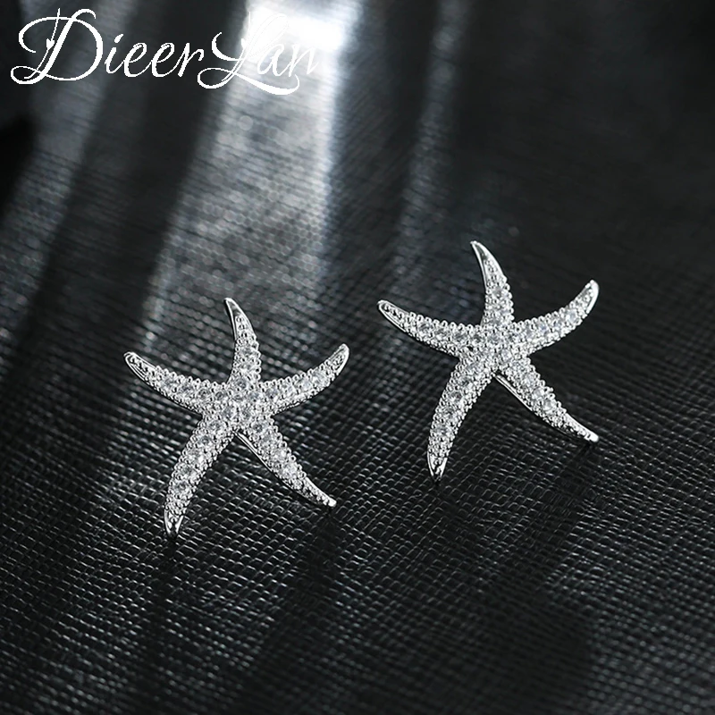 

New Arrivals 925 Sterling Silver Crystal Starfish Earrings For Women Fashion Jewelry sterling-silver-jewelry pendientes