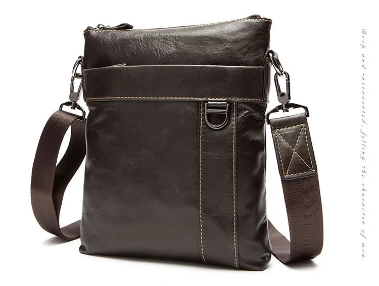 MJ Men's Shoulder Bag Genuine Leather Messenger Bag Real Leather Male Bags Solid Crossbody Handbag for Men High Capacity (5)