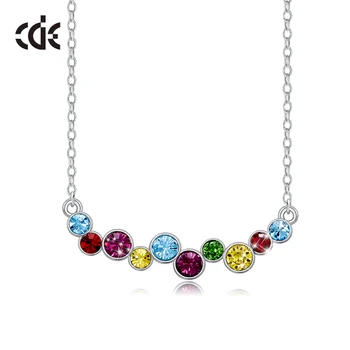 

CDE 925 Sterling Silver Necklace Embellished with crystals from Swarovski Women Necklace Multi Color Jewelry Charm Necklace Gift