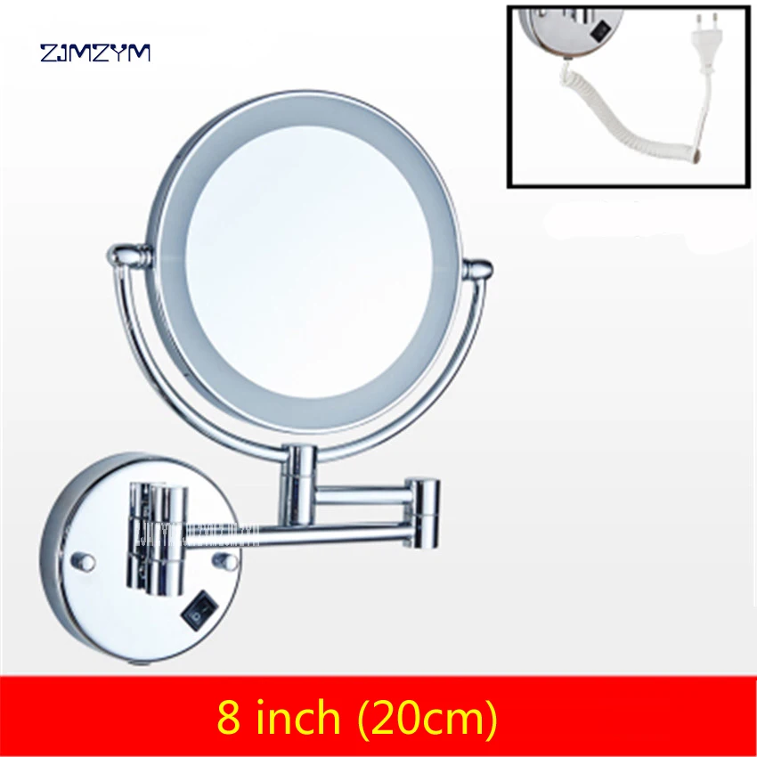 8 inch LED brass cosmetic mirror wall mounted bathroom mirror double
