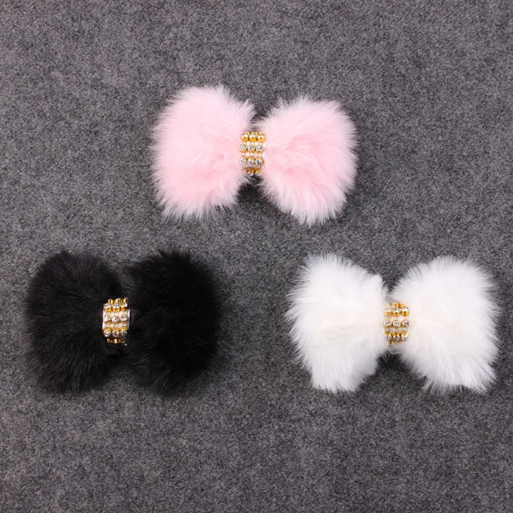 

10PC Imitation Rabbit Fur bow Headband for Girl Hair Accessories Elegant FUR bows clip hair band Photography Prop YM6105