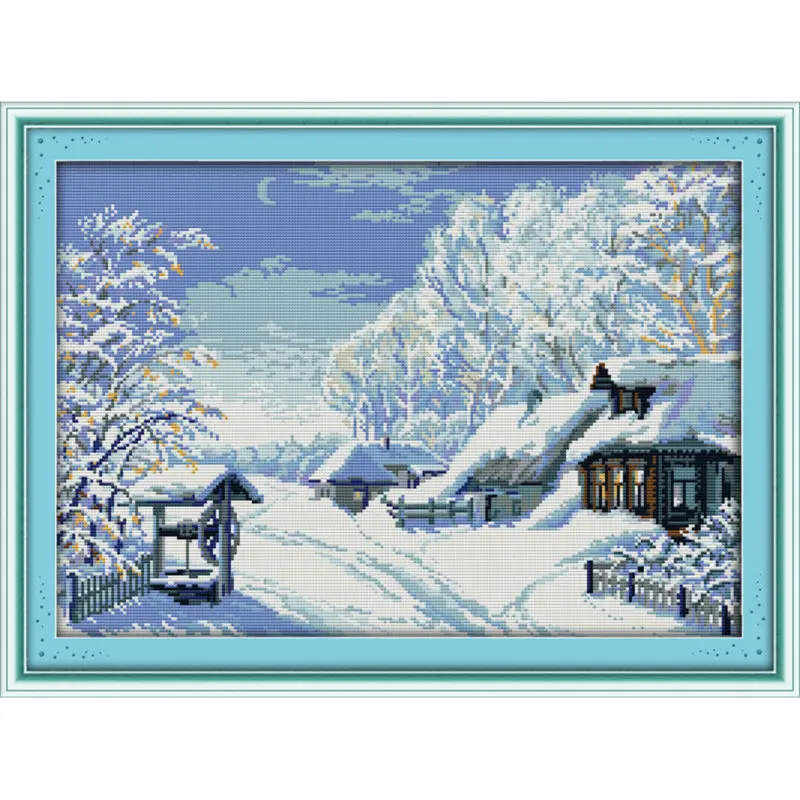 Joy Sunday Снежная сцена деревня сделай сам рукоделие Набор для вышивки крестиком