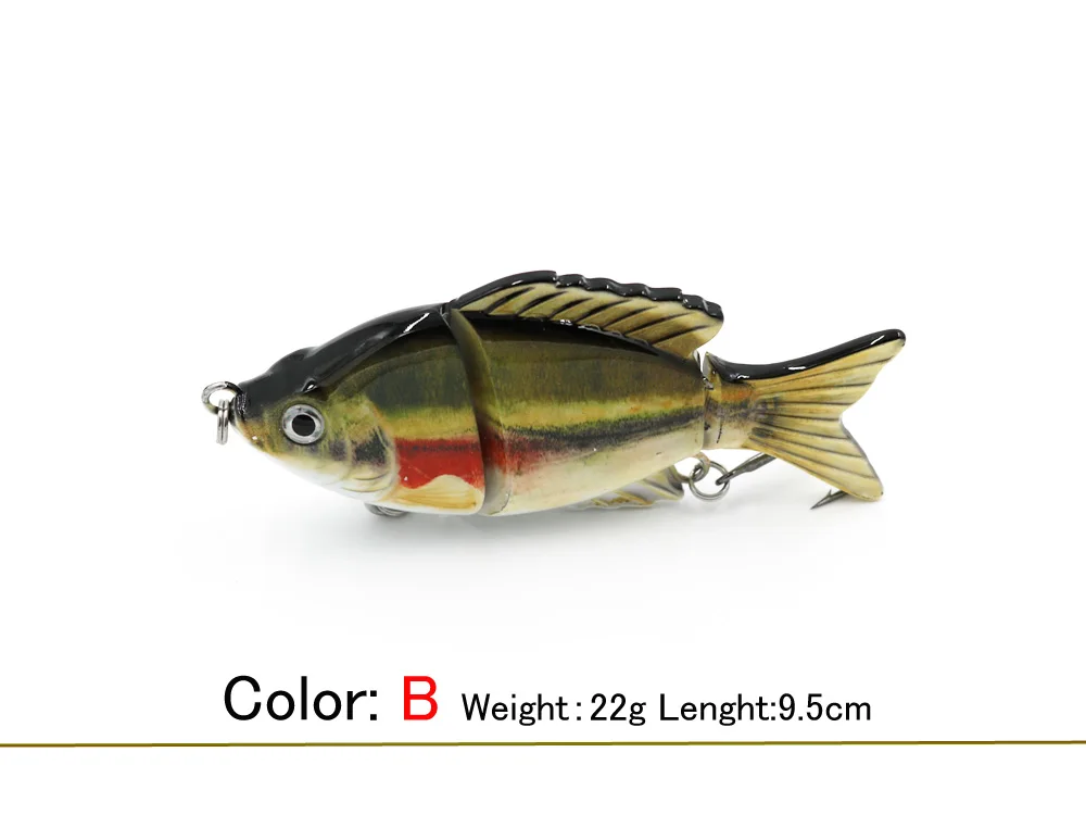 Lento de 3 Bait com 6 Wobblers Pesca Lifelike Fishing Lure 10 cm 22g Segmento Swimbait Crankbait Hard # Artificial Ganchos Tw301 15 Esporte e Lazer