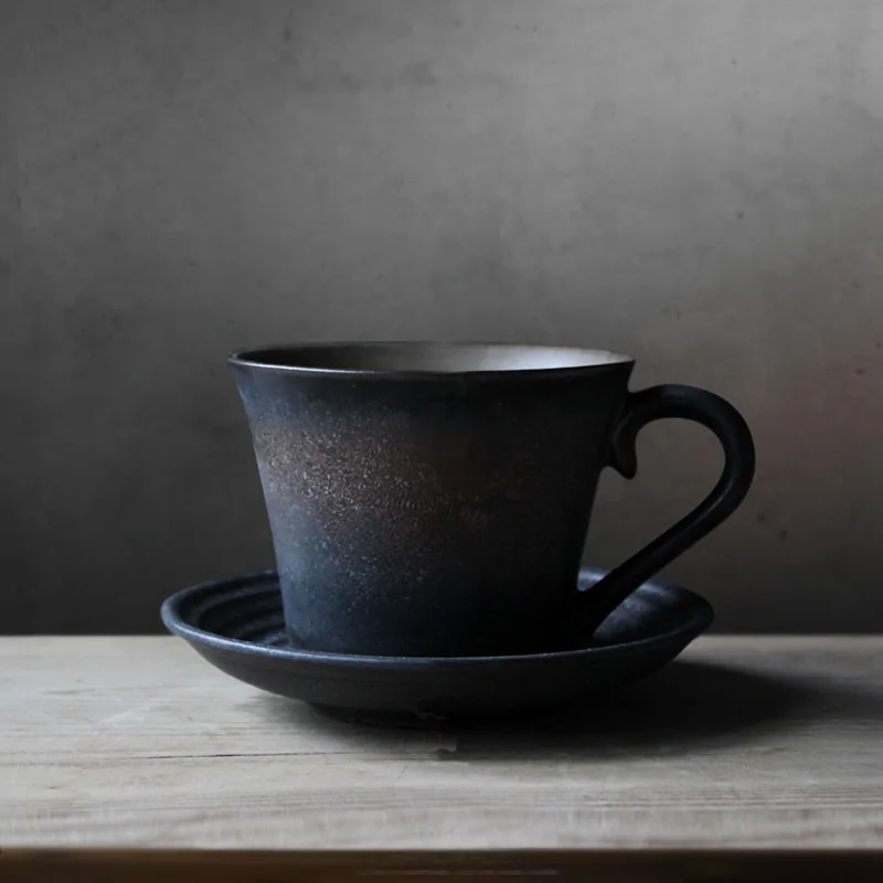 

Handmade coffee ceramic cup Retro personalized ceramic mug Pastoral coffee cup Black Handmade cup Perfect pottery