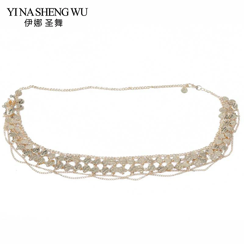 2018 Newest Belly Dance Costumes Accessories Coins Tribal Hip Scarf Belly Dancing Waist Chain Small Coins Gold/silver 2 Colors