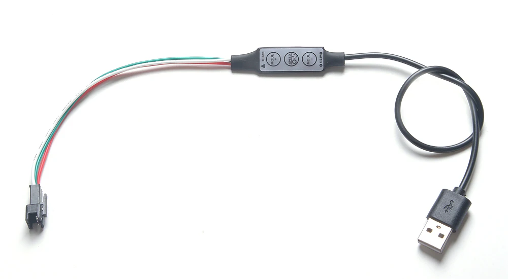 USB кабель для подключения 5 в 3 Pin WS2812 RGB Цифровой светодиодный пиксель полосы с 3key Кнопка контроллер WS2812B WS2811 JST разъем
