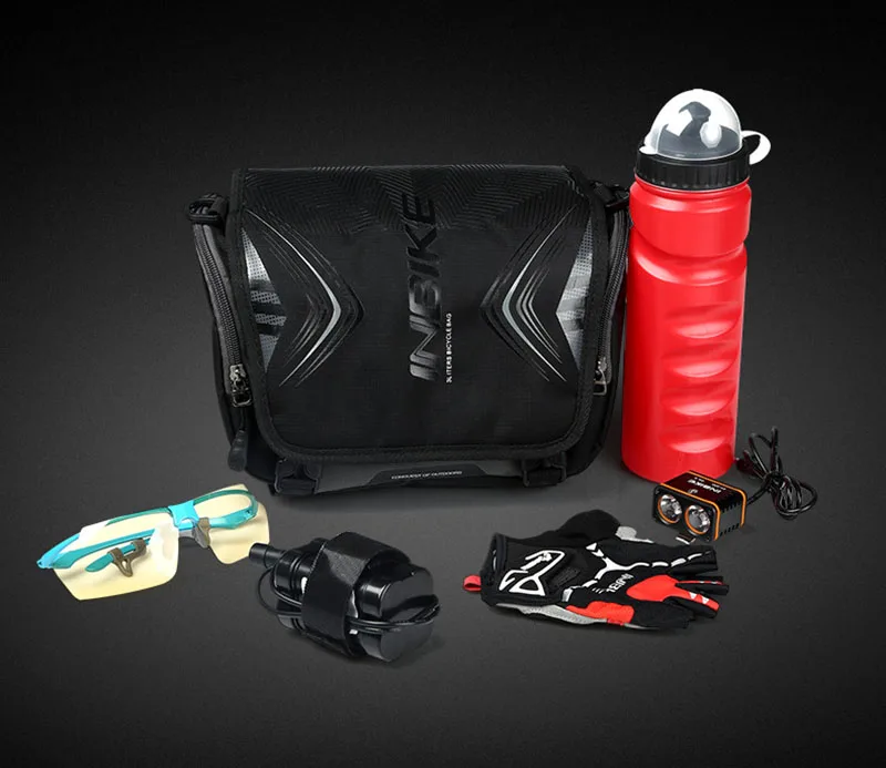 

New Arrival INBIKE Waterproof Large Capacity Bike Front Beam Package Outdoor Sports Riding Mountain Bike Saddle Bag Net Bag