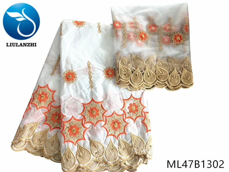 LIULANZHI нигерийские кружевные ткани белый Базен riche ткани новейший дизайн вышивка бисером getzner парча для платьев ML47B13