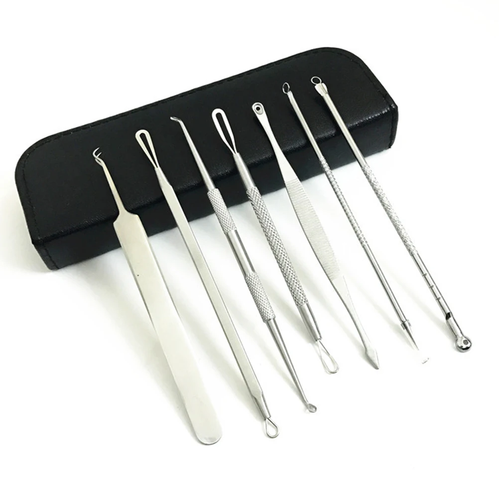 7 Pcs Stainless Steel Small Acne Removal Kit Pimple Extractor Tools