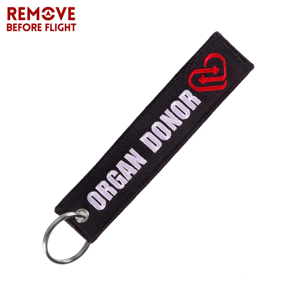 

Motorcycle keychain Embroidery Organ Donor key chain Key Fobs llavero coche car accessories For safety luggage tag Aviation Gift