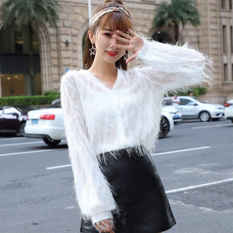 

Leisure Chiffon Blouse Tops Long Sleeves Women Blusas Mujer De Moda 2019 Autumn V Neck Blouse Shirt Fashion Women's Wear