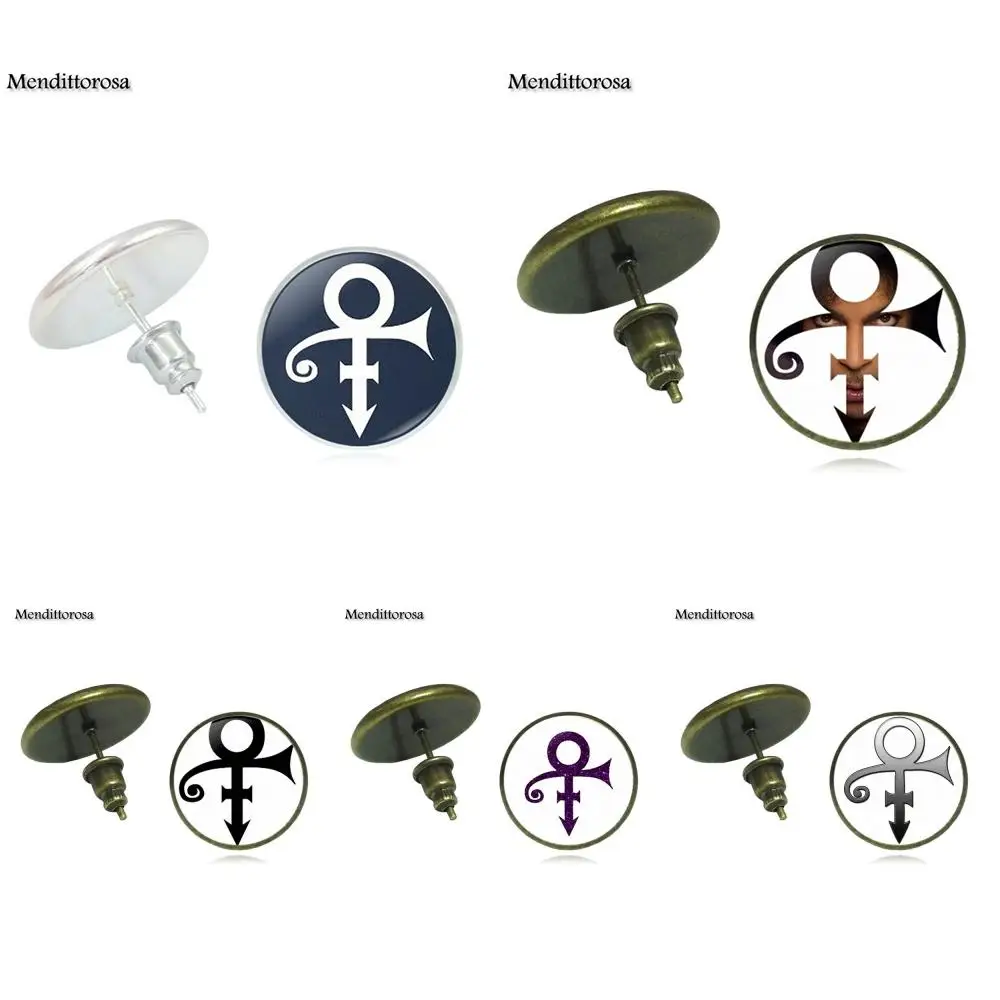 

Mendittorosa Prince RIP Symbol Logo Love Gothic Bronze/Silver/Golden Clip Ear Hook Stud Earrings For Women Christmas Gift