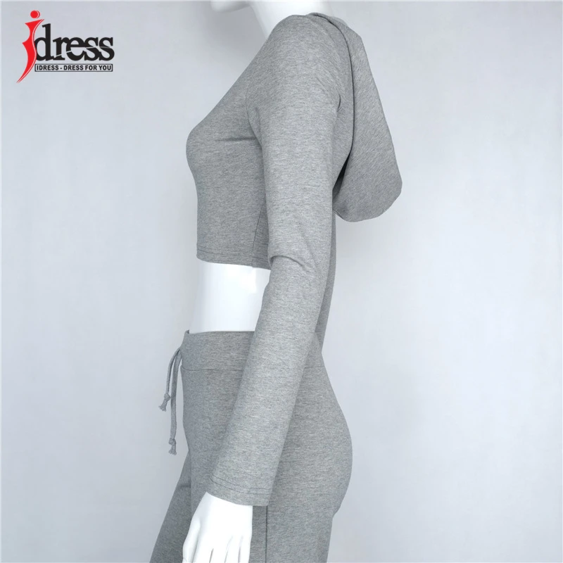 IDress Women Suit Outfit Two Piece Set Crop Top Legging Sweatpants Set Crop Hoodie Set Female Sweatshirt Pants Tracksuit Set (1)