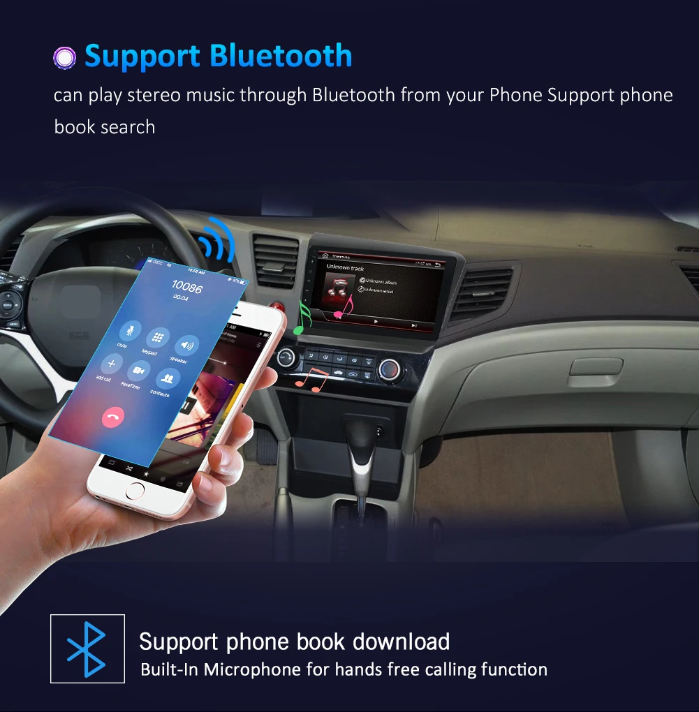 Best Car Multimedia Player Android 9.0 Fit For Honda civic 2012-2015 2din car radio gps navigation Bluetooth OBD DAB 4G Wifi SWC Map 39