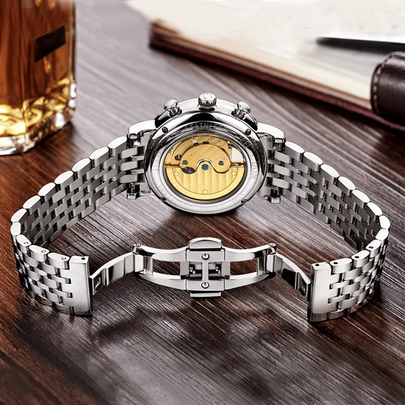 DOM Mens Watches Top Brand Luxury Hollow Automatic Mechanical Watch Sports Steel Male Clock Waterproof Watch 4