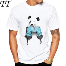 Boxinger Panda divertido estampado Camiseta Hombre hombre Animal algodón Vintage blanco camisetas Casual camisetas camisas masculinas