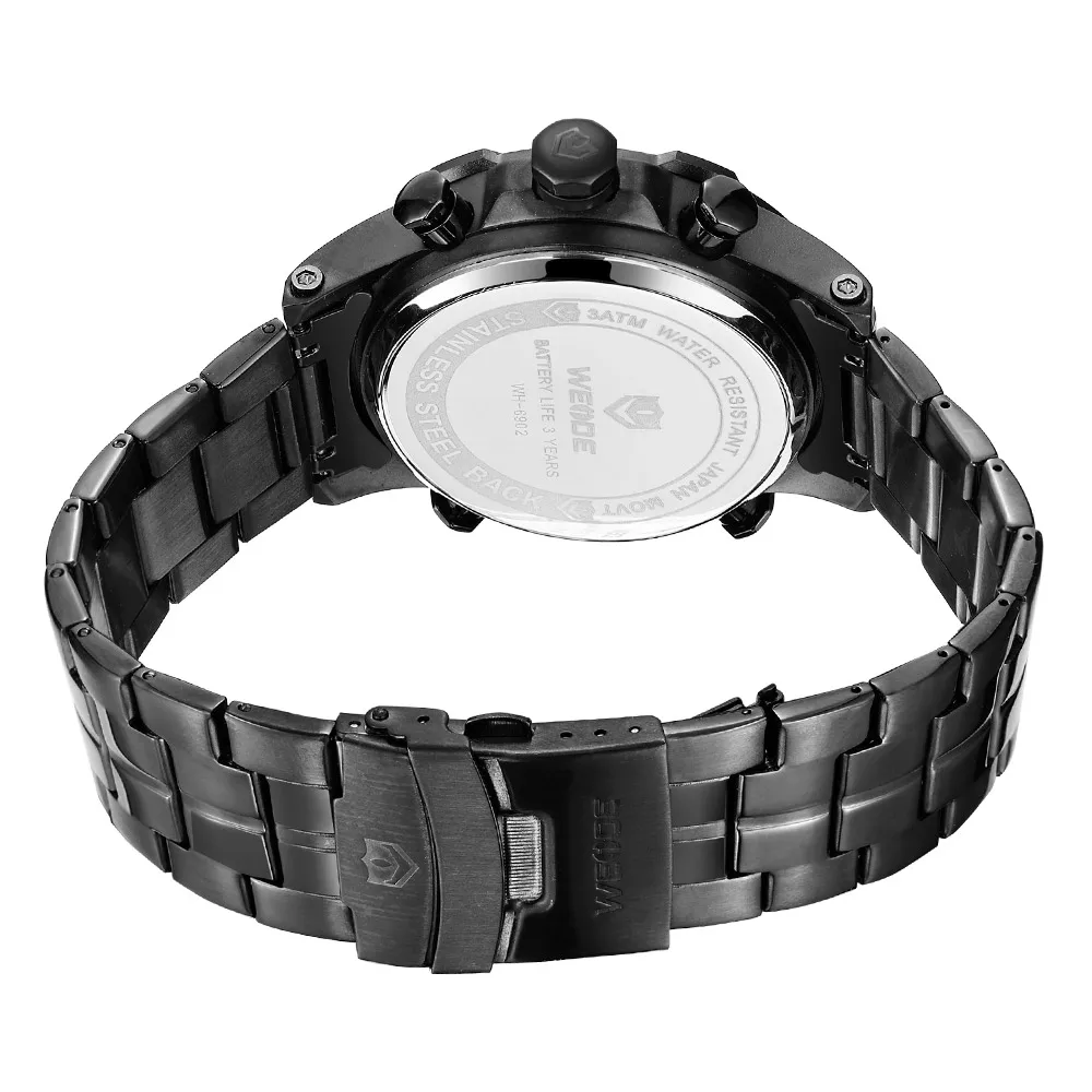 WEIDE Luxury Brand Watch Sport Men Digital Stainless Steelin Quartz Watch Man Waterproof  Army Alarm Clock Automatic Self-Wind